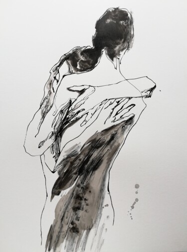Rysunek zatytułowany „The Embrace XXI” autorstwa Jelena Djokic, Oryginalna praca, Atrament