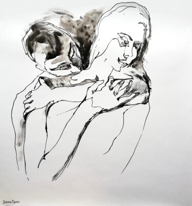 Desenho intitulada "The Embrace VIII" por Jelena Djokic, Obras de arte originais, Tinta