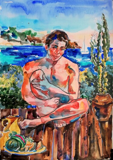 Malerei mit dem Titel "La Dolce Vita" von Jelena Djokic, Original-Kunstwerk, Aquarell