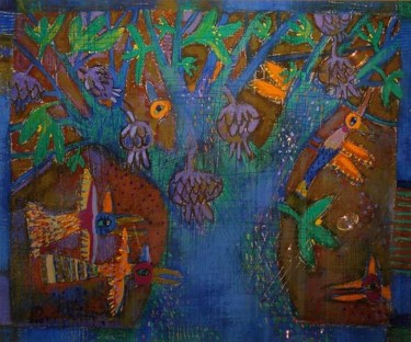 Peinture intitulée "Arbre du Paradis" par Jelena Shum, Œuvre d'art originale