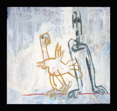 Painting titled "eavil bird of guilt" by Jelena Dabic, Original Artwork