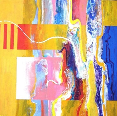 Schilderij getiteld "abstract in geel1" door Jelly Timmer, Origineel Kunstwerk
