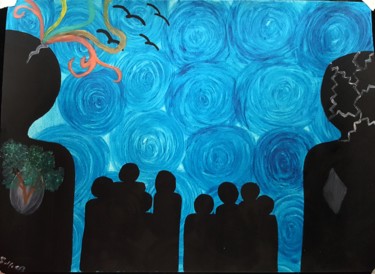 Painting titled "souls" by Jewels Abood, Original Artwork, Oil