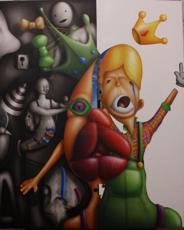 绘画 标题为“Et la bête.” 由Jems Cehes, 原创艺术品, 喷枪