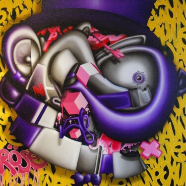 Painting titled "La chambre jaune" by Jems Cehes, Original Artwork, Spray paint