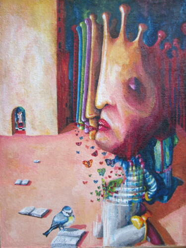 Pintura intitulada "L'étroit couloir de…" por Jems Cehes, Obras de arte originais, Acrílico Montado em Outro painel rígido