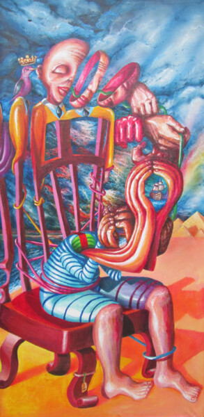 Pintura titulada "Un géant sur une ép…" por Jems Cehes, Obra de arte original, Acrílico Montado en Bastidor de camilla de ma…