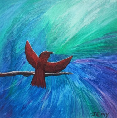 Peinture intitulée "L'oiseau en plein m…" par Jérémy Magnanou (Jemy-Art), Œuvre d'art originale, Gouache Monté sur Carton