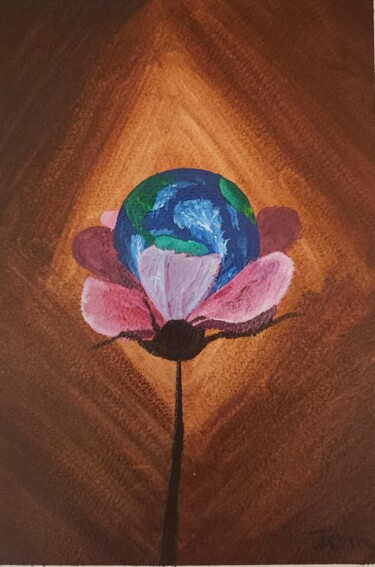 Картина под названием "Fleur du monde" - Jérémy Magnanou (Jemy-Art), Подлинное произведение искусства, Гуашь