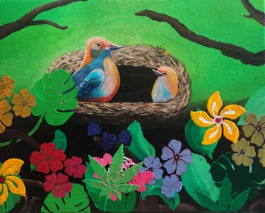Peinture intitulée "Amour fleuri" par Jérémy Magnanou (Jemy-Art), Œuvre d'art originale, Acrylique Monté sur Châssis en bois