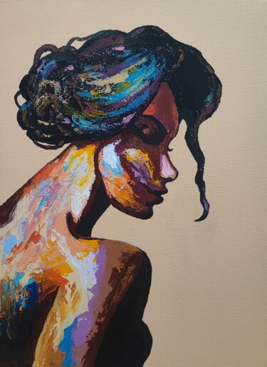 Malarstwo zatytułowany „Portrait de femme 2” autorstwa Jérémy Magnanou (Jemy-Art), Oryginalna praca, Akryl Zamontowany na Dr…