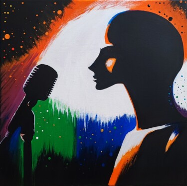 Malarstwo zatytułowany „La chanteuse” autorstwa Jérémy Magnanou (Jemy-Art), Oryginalna praca, Akryl Zamontowany na Drewniana…