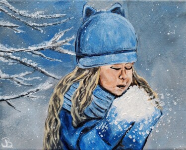 Malerei mit dem Titel "Snowy Day" von Jen Baum, Original-Kunstwerk, Acryl