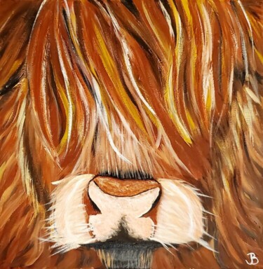 Painting titled "Highland Cow" by Jen Baum, Original Artwork, Acrylic
