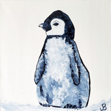 Malerei mit dem Titel "Penguin Study" von Jen Baum, Original-Kunstwerk, Acryl