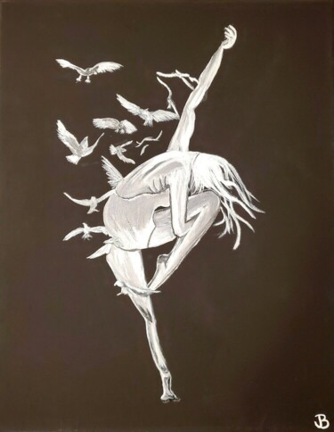 Картина под названием "Free as a Bird" - Jen Baum, Подлинное произведение искусства, Акрил
