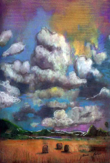 Painting titled "cloud" by Jena Polak, Original Artwork, Watercolor