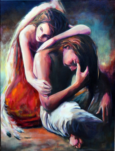 Painting titled "protect" by Jena Polak, Original Artwork, Oil