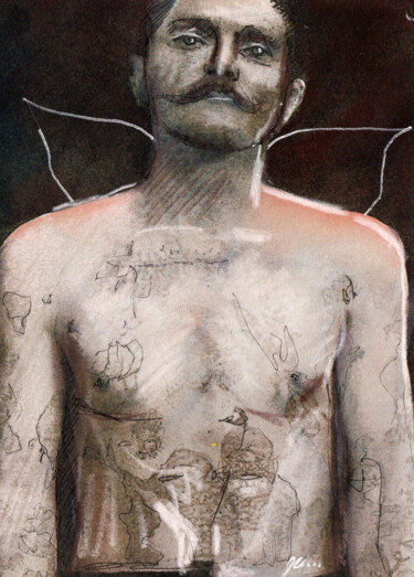 Ζωγραφική με τίτλο "saint1" από Jena Polak, Αυθεντικά έργα τέχνης, Ακουαρέλα Τοποθετήθηκε στο Ξύλινο φορείο σκελετό