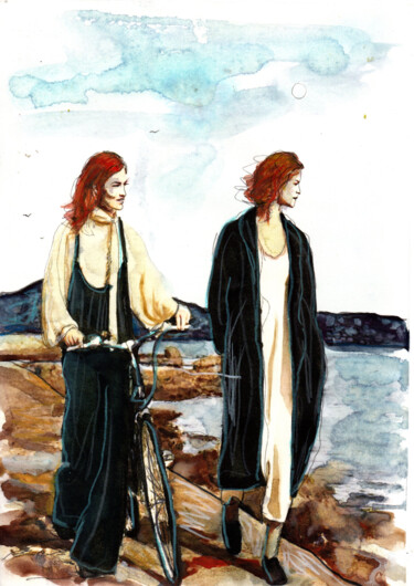 Pittura intitolato "Sister" da Jena Polak, Opera d'arte originale, Acquarello