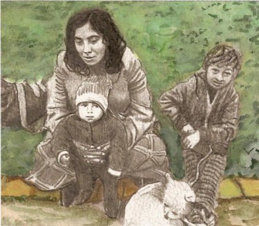 Schilderij getiteld "mother" door Jena Polak, Origineel Kunstwerk