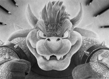 Dibujo titulada "Bowser" por Jendrw, Obra de arte original, Grafito