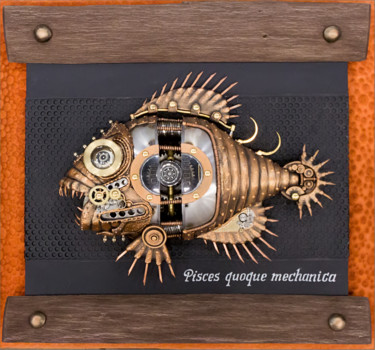 Scultura intitolato "Mechanical gold fish" da Igor, Opera d'arte originale