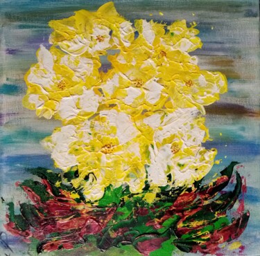 Pittura intitolato "Flores amarelas" da Jenifer Paprocki, Opera d'arte originale, Acrilico