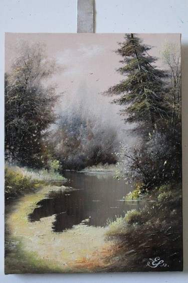 Картина под названием "" Лесное озеро "" - Jenius, Подлинное произведение искусства