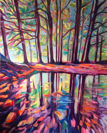 Painting titled "Reflections" by Jennie Smallenbroek, Original Artwork, Oil Mounted on Wood Stretcher frame