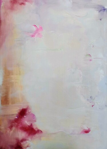 Painting titled "Anemone" by Jennifer Baker, Original Artwork, Oil Mounted on Wood Stretcher frame