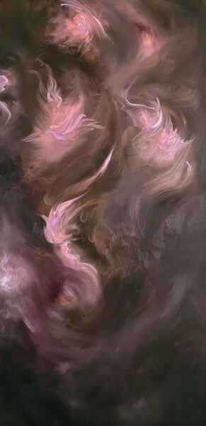Ζωγραφική με τίτλο "Lovers in the storm" από Jennifer Baker, Αυθεντικά έργα τέχνης, Λάδι Τοποθετήθηκε στο Ξύλινο φορείο σκελ…