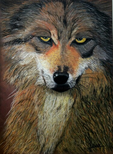 Peinture intitulée "Wolf" par Jennifer Baste, Œuvre d'art originale, Pastel