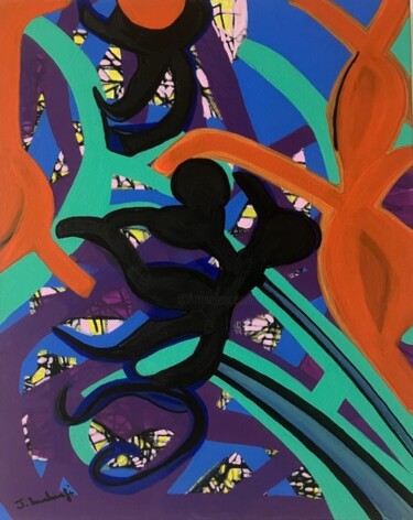 Painting titled "Pâques l" by Jennifer Bouchouafi, Original Artwork, Acrylic