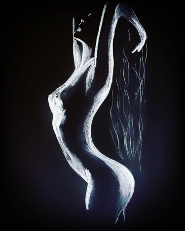 Σχέδιο με τίτλο "Femme sensuelle" από Jennifer Jane, Αυθεντικά έργα τέχνης, Μολύβι