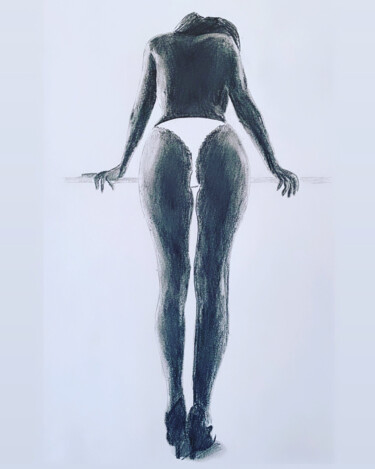 Dessin intitulée "Pudeur désirée" par Jennifer Jane, Œuvre d'art originale, Crayon