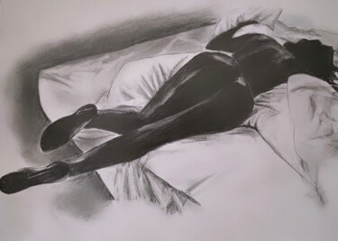 Dessin intitulée "Femme allongée" par Jennifer Jane, Œuvre d'art originale, Crayon