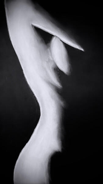 Dessin intitulée "Femme pudique" par Jennifer Jane, Œuvre d'art originale, Fusain