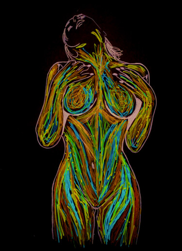 Картина под названием "Bodypainting2" - Jennifer Jane, Подлинное произведение искусства, Акрил