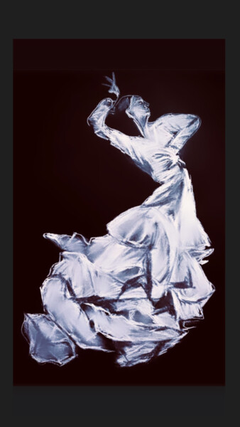 Drawing titled "Flamenco 2" by Jennifer Jane, Original Artwork, Charcoal