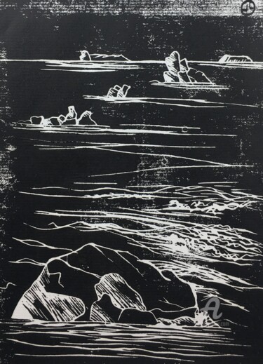 Druckgrafik mit dem Titel "Le Royau N°5/10" von Jennifer Labédie (D'AN AOD), Original-Kunstwerk, Linoldrucke