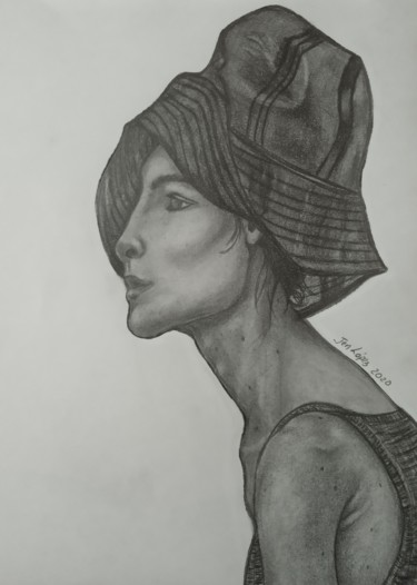 Zeichnungen mit dem Titel "Mujer 2" von Jennifer Lopez, Original-Kunstwerk, Graphit
