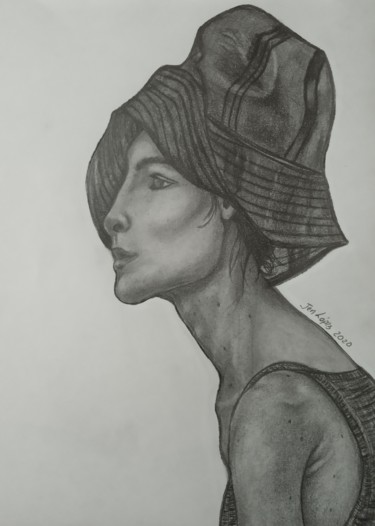 Mujer 2 Zeichnungen mit dem Titel "Mujer 2" von Jennifer Lopez, Original-Kunstwerk, Graphit
