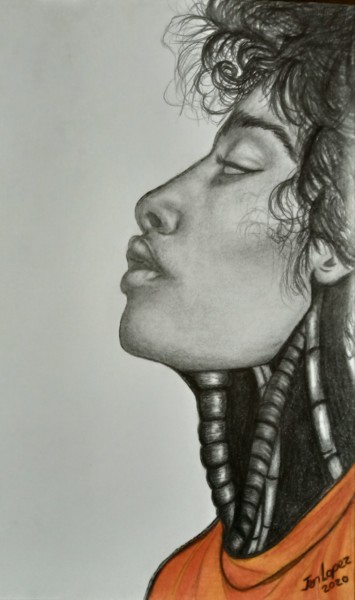 Рисунок под названием "Mujer 2.0" - Jennifer Lopez, Подлинное произведение искусства, Графит