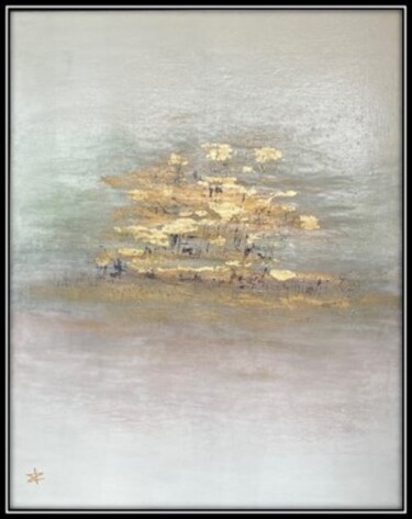 Painting titled "MYSTIC ISLAND" by Jennifer Zalewski, Original Artwork, Acrylic Mounted on Wood Stretcher frame