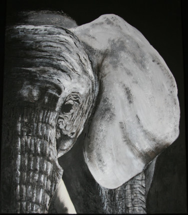 Painting titled "Éléphant El01 peint…" by Jennifer Arrault, Original Artwork, Acrylic