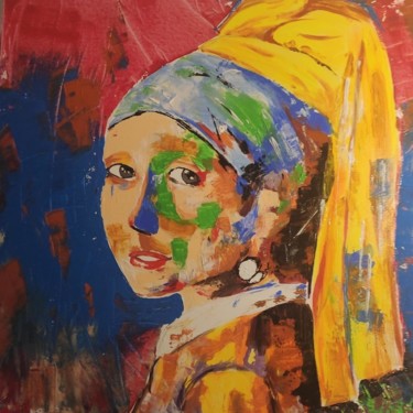 Painting titled "La ragazza con l'or…" by Jenny Ferraro, Original Artwork, Acrylic