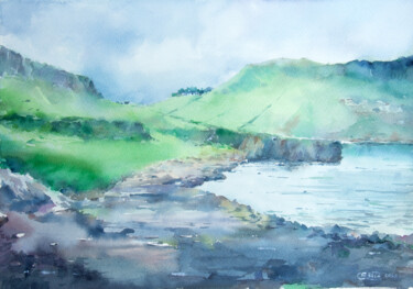 Painting titled "Coast of the Isle o…" by Jenny Klein, Original Artwork, Watercolor