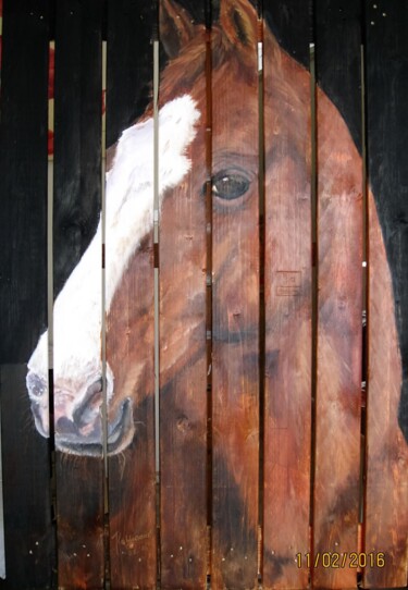 Painting titled "horseportret" by Jenny Kollenaar, Original Artwork, Other