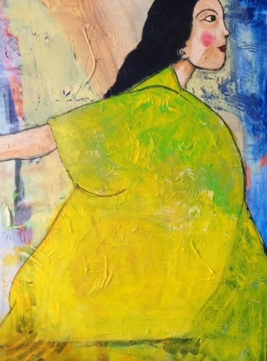 Malerei mit dem Titel "jeune fille" von Jenny Roussat, Original-Kunstwerk, Acryl